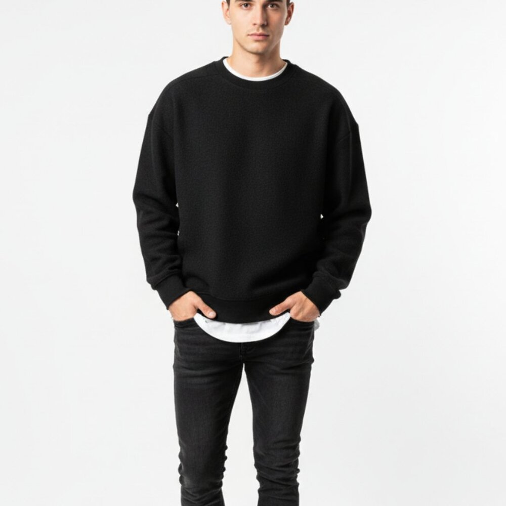 RQRD Ribbed Drop-Shoulder Brushed Fleece Sweatshirt